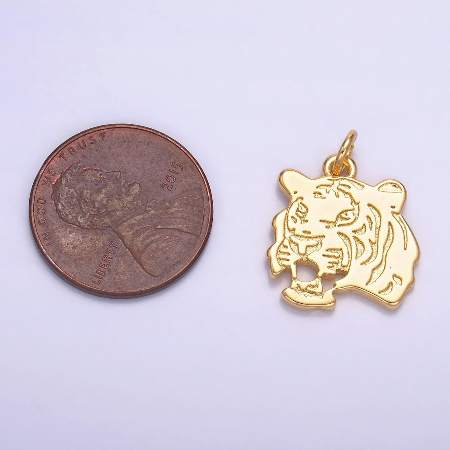 Dainty gold tiger charm for necklace bracelet earring king of the jungle jewelry making supply safari animal charm add on charm w233