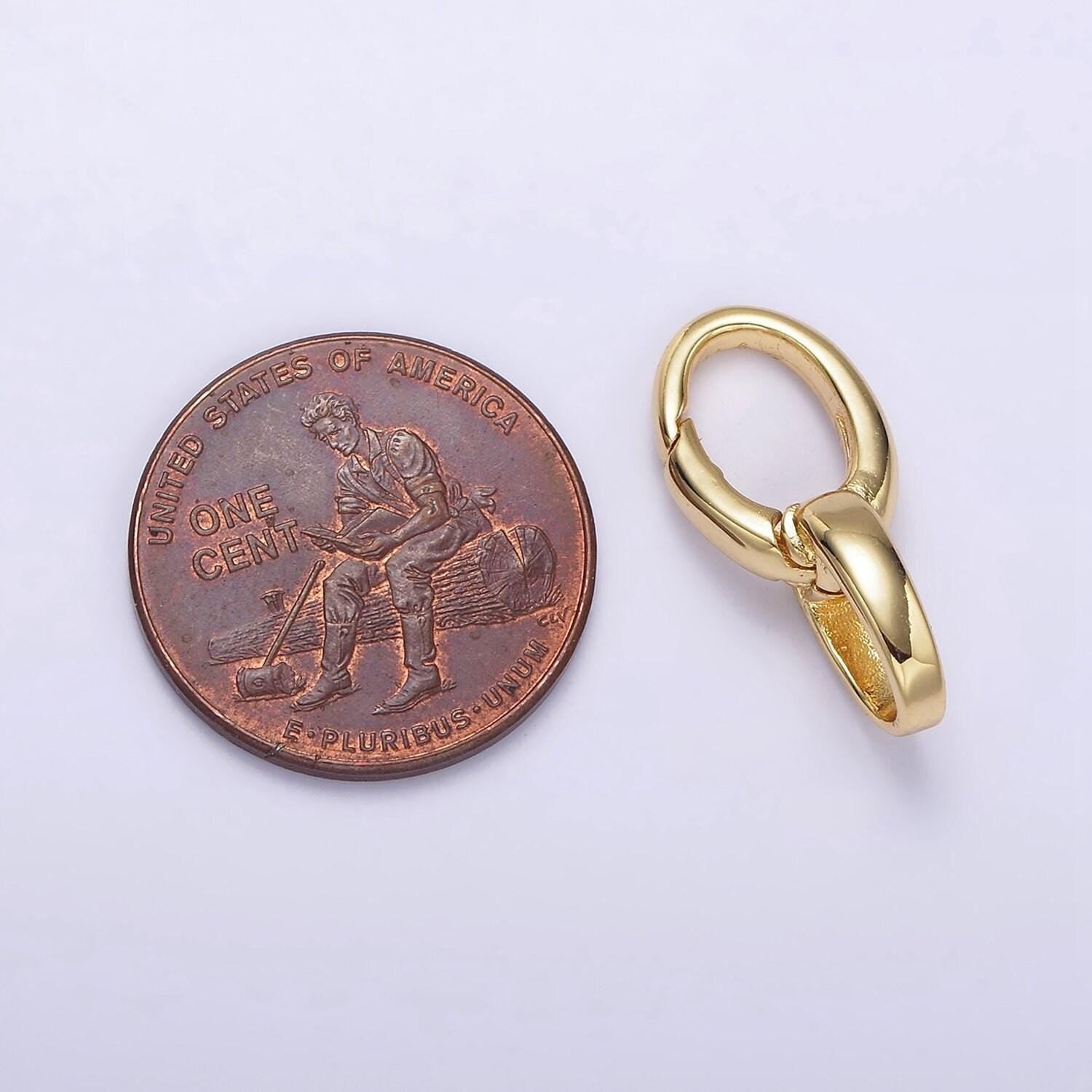 14k gold filled charm holder clasp double oval push spring gate jewelry making supply in gold & silver | z468 z469