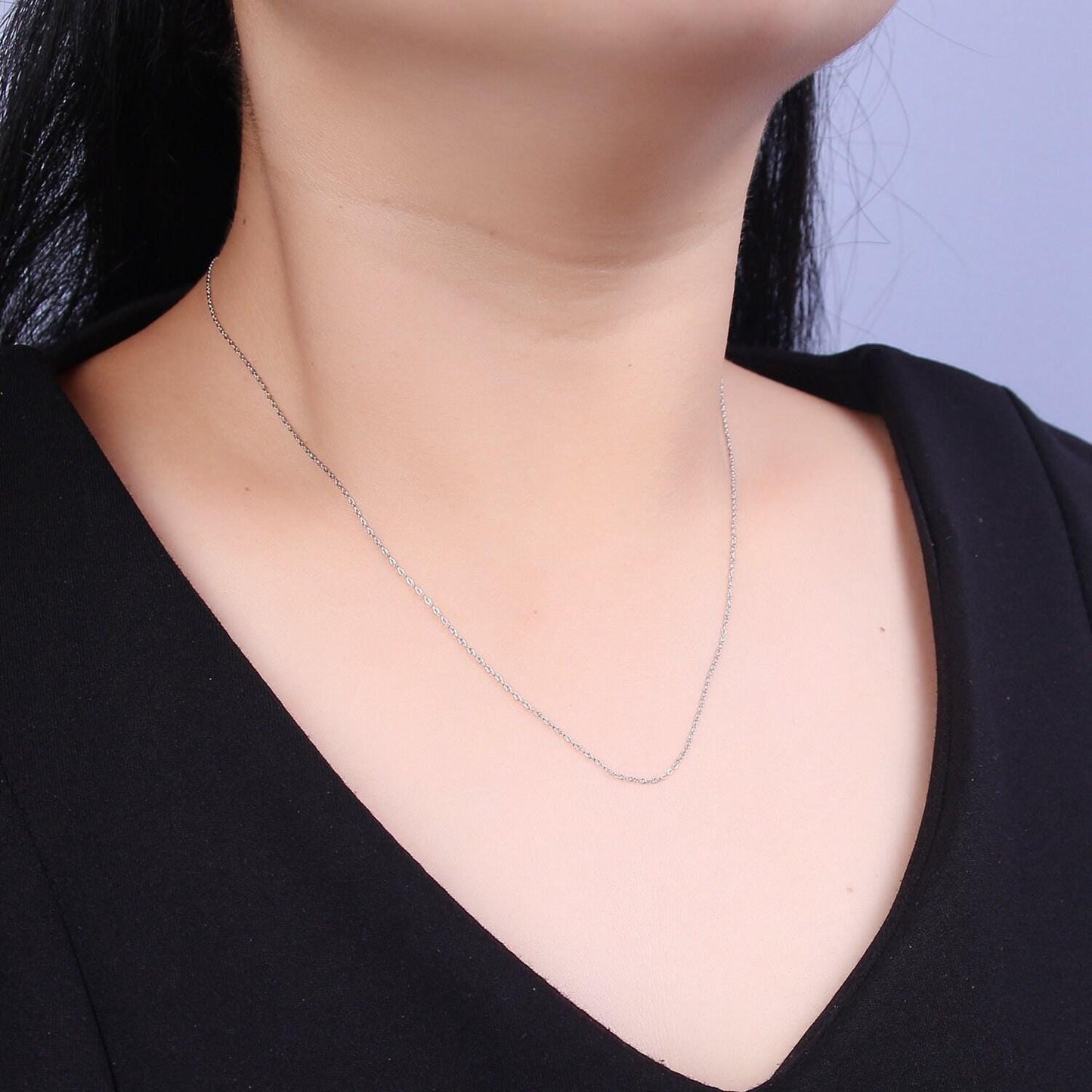 Fine 24k gold filled chain necklace, adjustable gold chain, fine cable link neck chain, thin simple layering chain 18" long wa-735