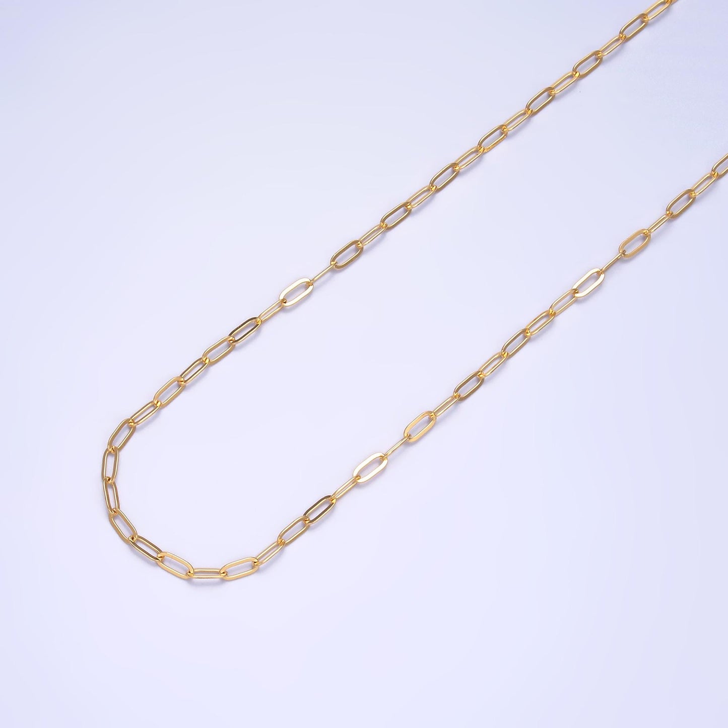 24k gold filled paper clip chain by yard, link chain wholesale bulk roll chain for jewelry making 2.2mm Link Size | Roll-1543