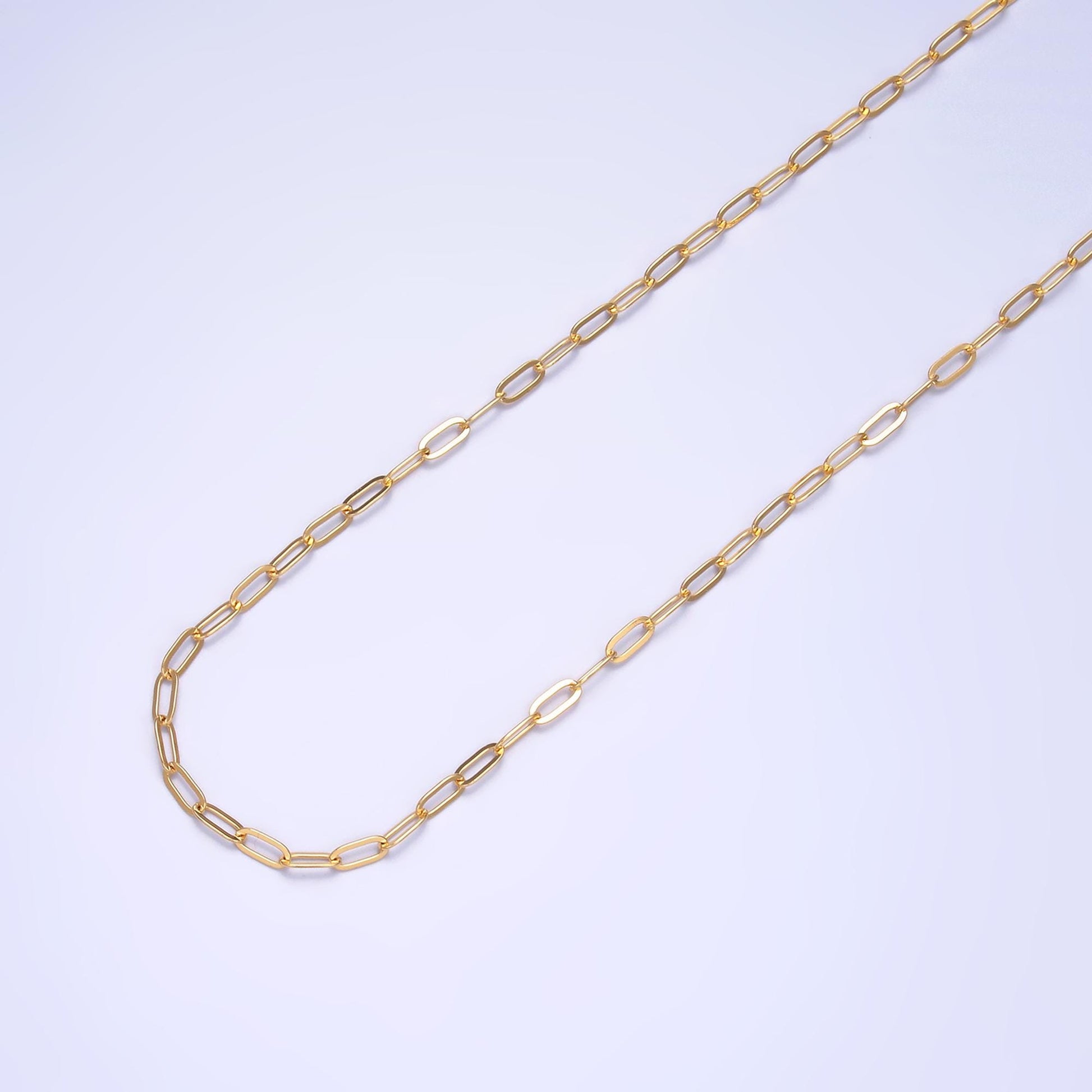 24k gold filled paper clip chain by yard, link chain wholesale bulk roll chain for jewelry making 2.2mm Link Size | Roll-1543