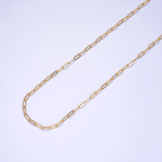 24k gold filled paper clip chain by yard, link chain wholesale bulk roll chain for jewelry making 2.2mm Link Size | Roll-1543