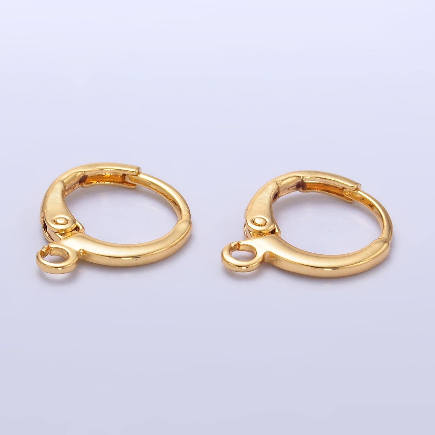 1 pair gold round huggies hoop lever back earring with open link for charm earring jewelry making Z1031