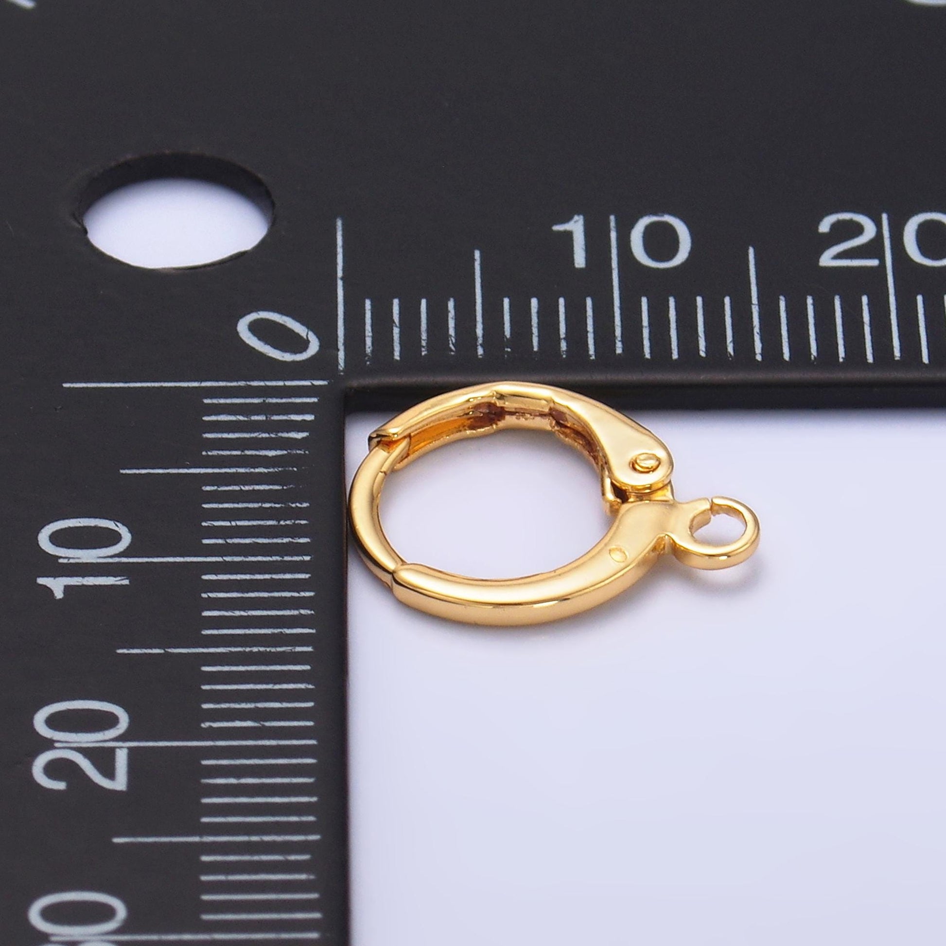 1 pair gold round huggies hoop lever back earring with open link for charm earring jewelry making Z1031