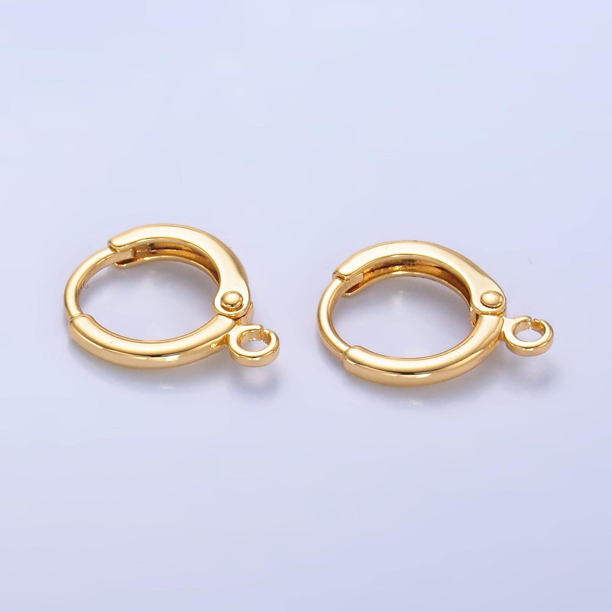1 pair gold round huggies hoop lever back earring with open link for charm earring jewelry making Z1037