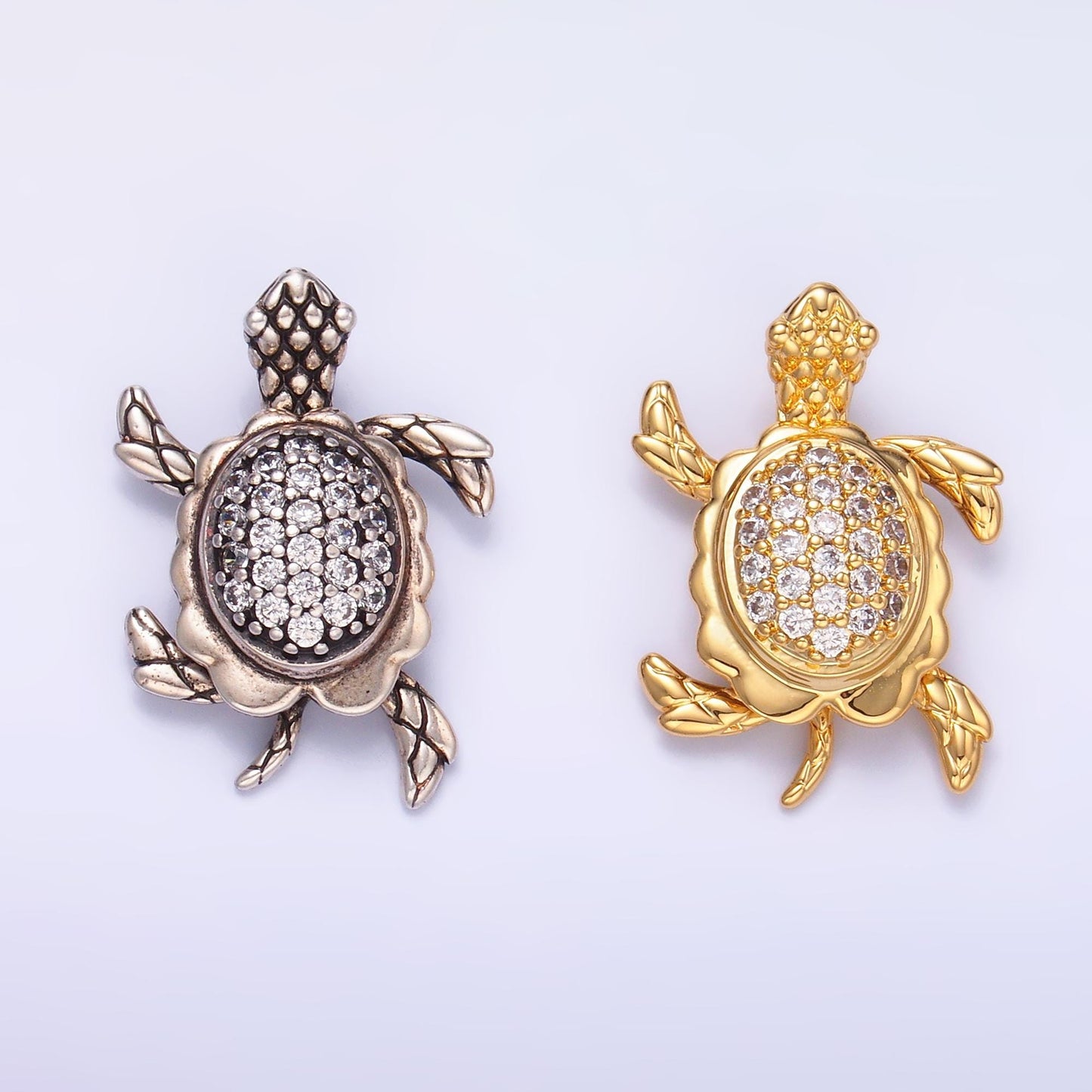 Gold Turtle Moveable 3 Dimensional Under the Sea Animal Charm Pendant in 24k Gold Filled AA1079