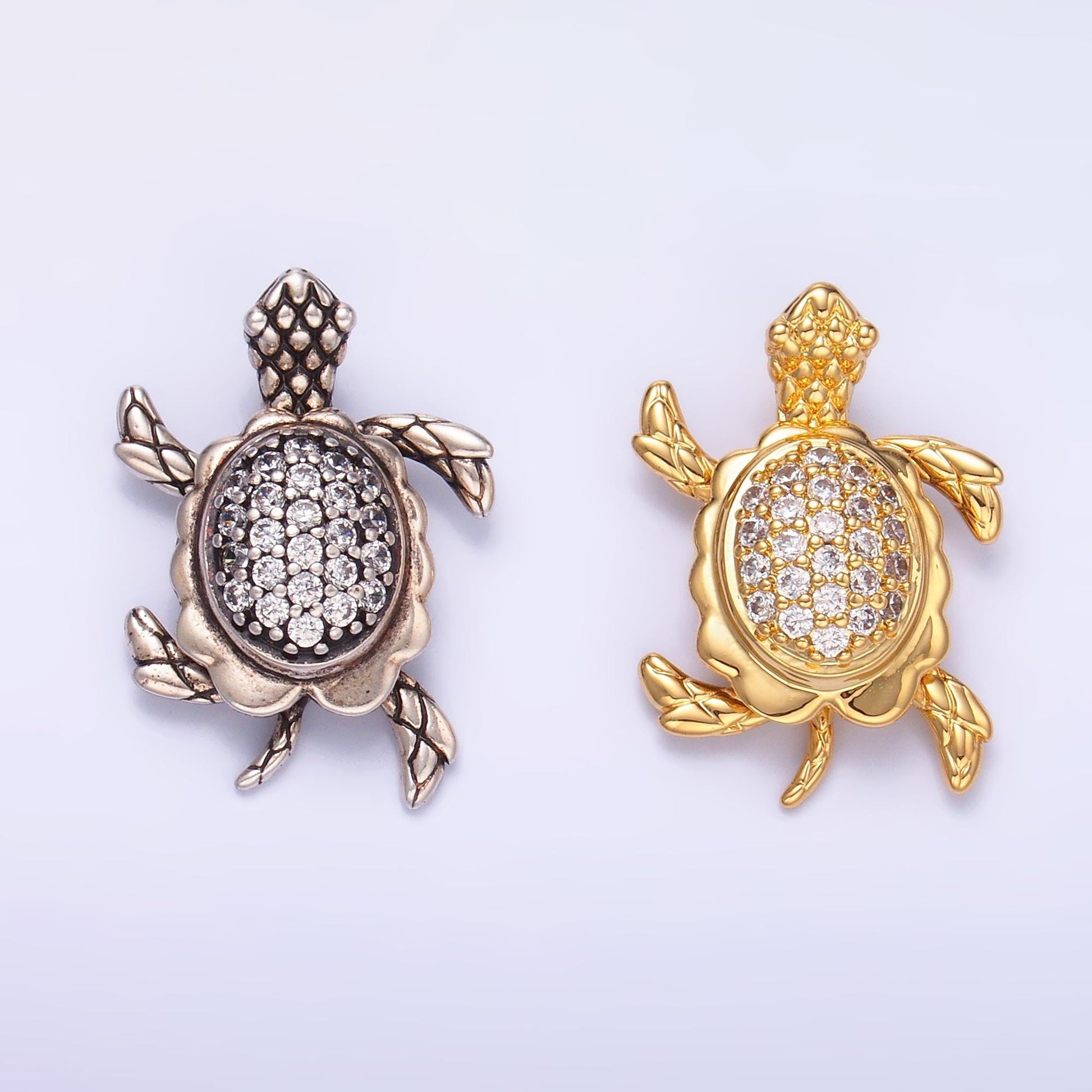 Gold Turtle Moveable 3 Dimensional Under the Sea Animal Charm Pendant in 24k Gold Filled AA1079