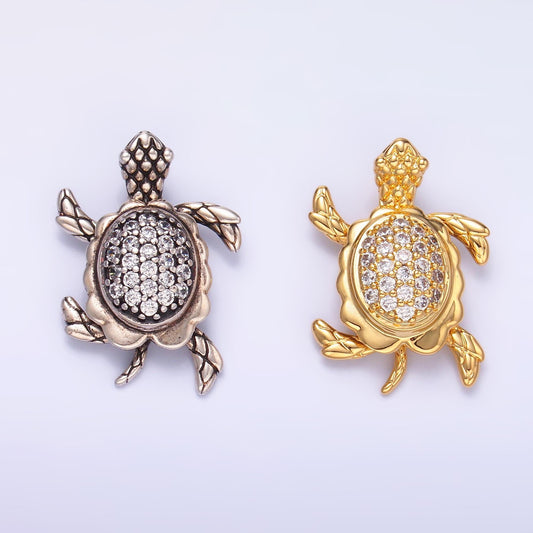 Gold Turtle Moveable 3 Dimensional Under the Sea Animal Charm Pendant in 24k Gold Filled AA1079