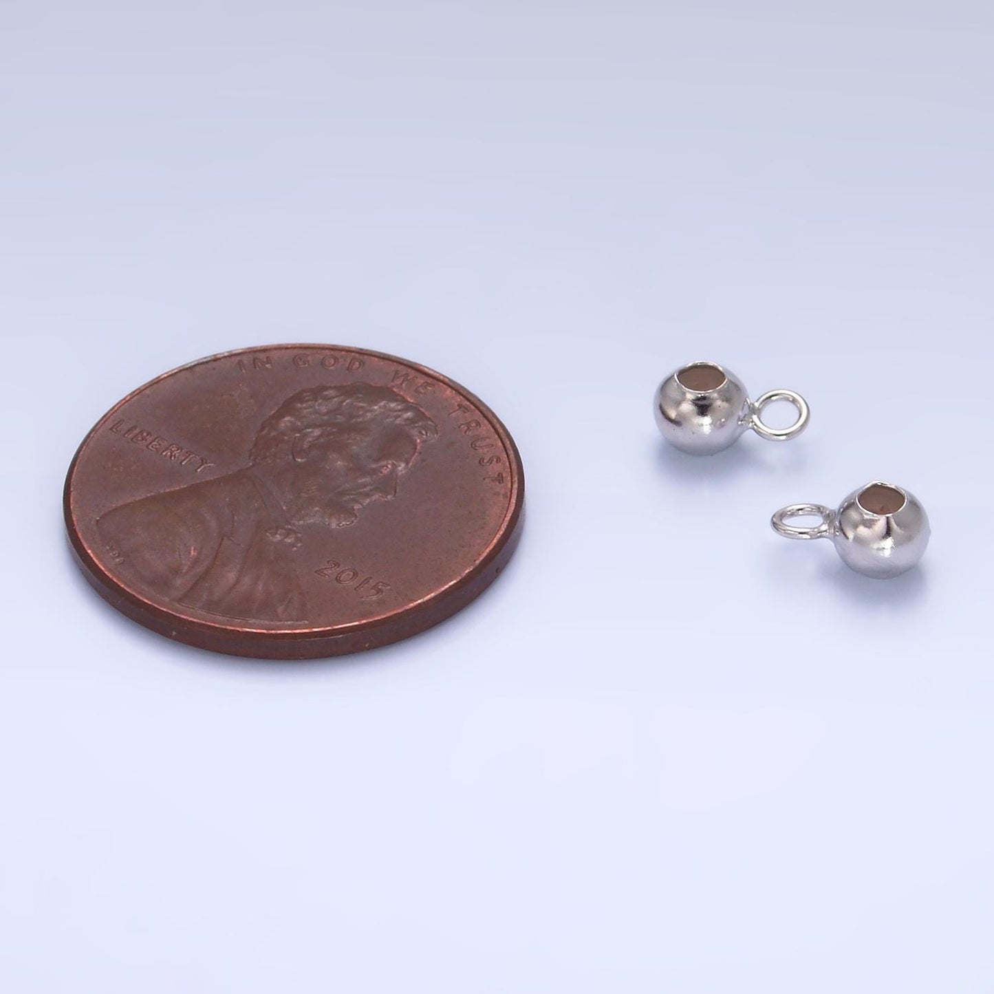 Sterling Silver Bead Spacer with Closed Link for Charm Holder Round Bead Spacer for Charm Bracelet Component SL-576