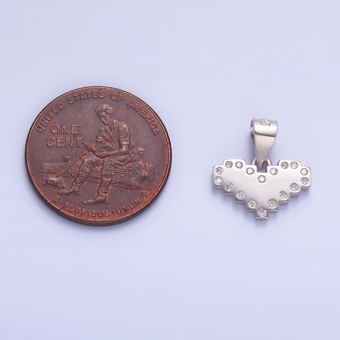 S925 Sterling Silver Clear CZ Micro Pave Stone Heart Pendant for Valentine Charm Bracelet | SL-599