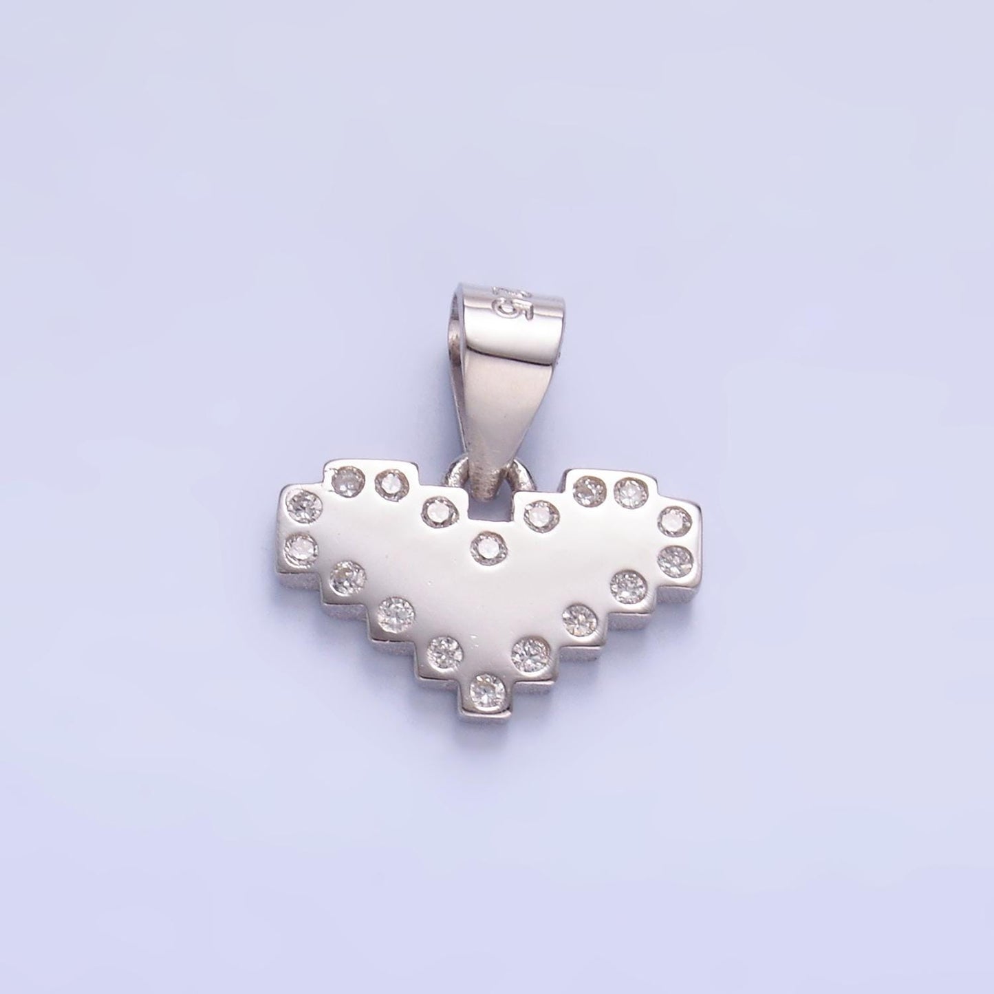 S925 Sterling Silver Clear CZ Micro Pave Stone Heart Pendant for Valentine Charm Bracelet | SL-599