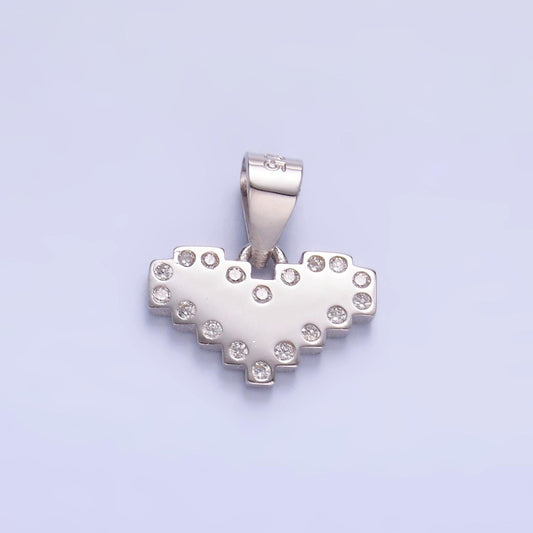 S925 Sterling Silver Clear CZ Micro Pave Stone Heart Pendant for Valentine Charm Bracelet | SL-599