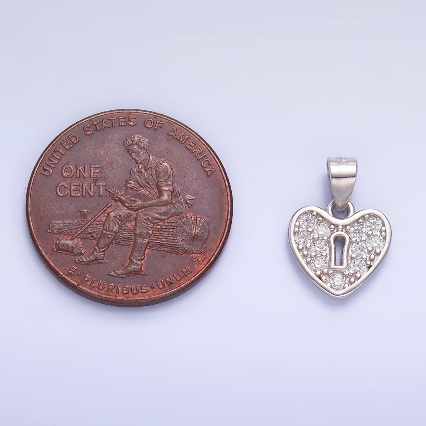 Mini Sterling Silver Clear CZ Micro Pave Stone Heart Pendant for Valentine Charm Bracelet | SL-607