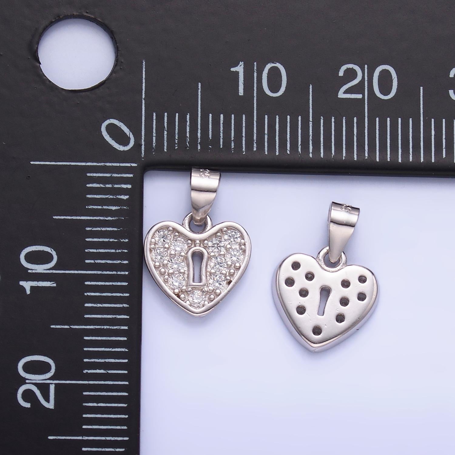 Mini Sterling Silver Clear CZ Micro Pave Stone Heart Pendant for Valentine Charm Bracelet | SL-607