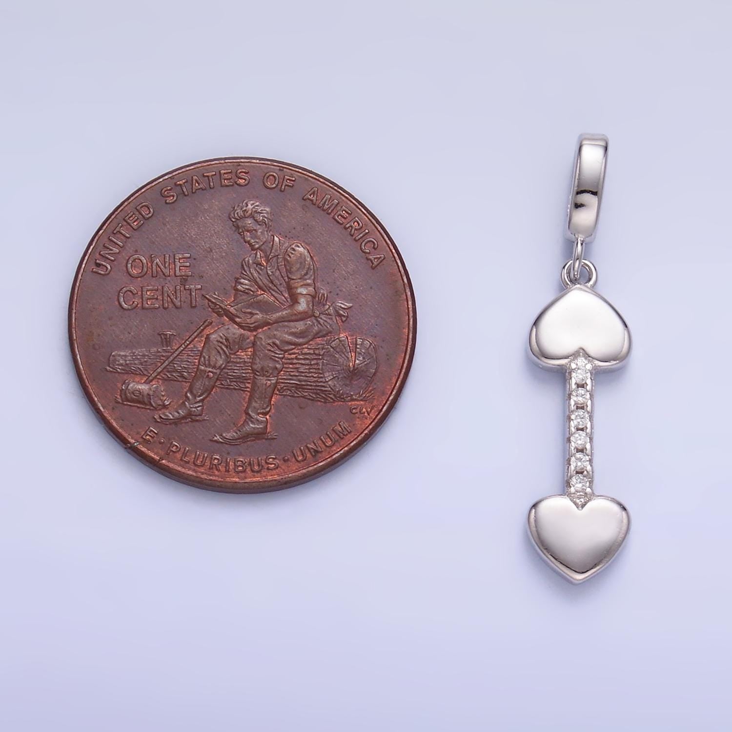 S925 Sterling Silver Heart Arrow Pendant for Valentine Charm Bracelet | SL-605