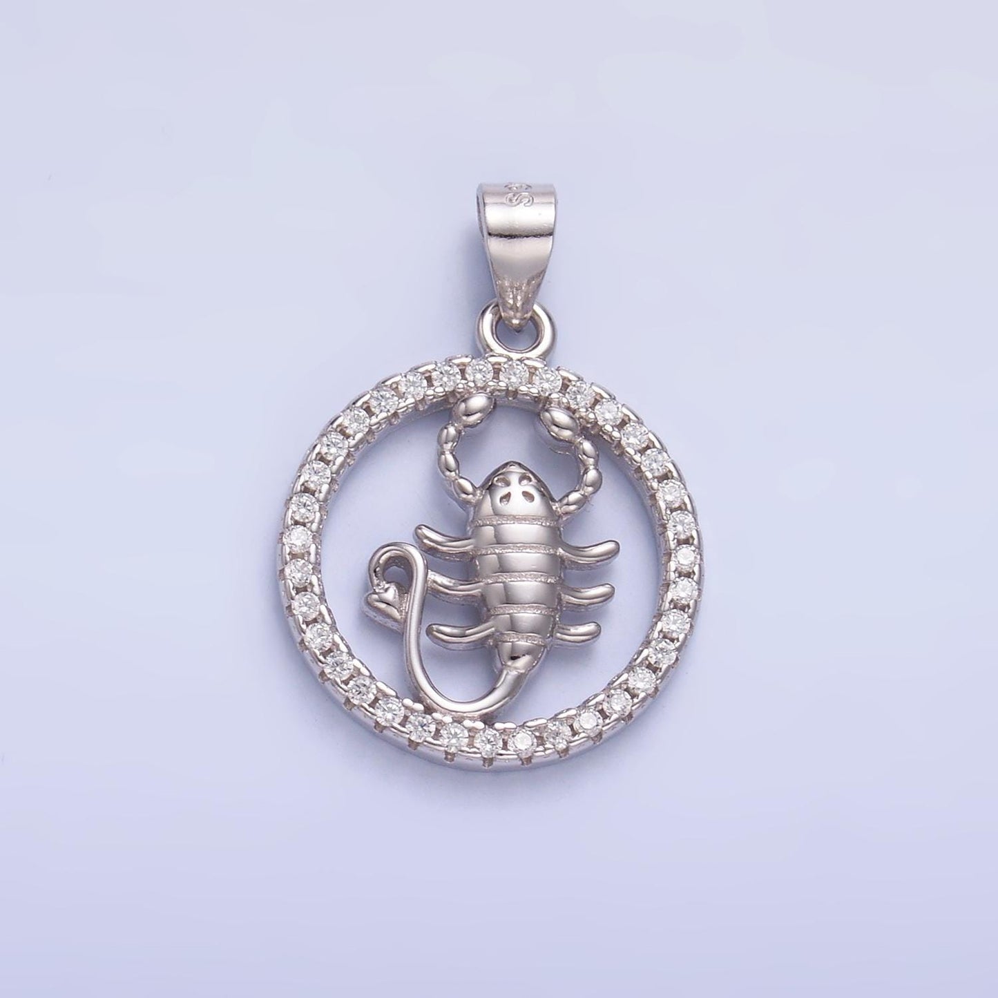 Dainty Cubic Zirconia Melusine Solid 925 Sterling Silver Scorpion Scorpio Zodiac Birthday Gift Charm SL-601