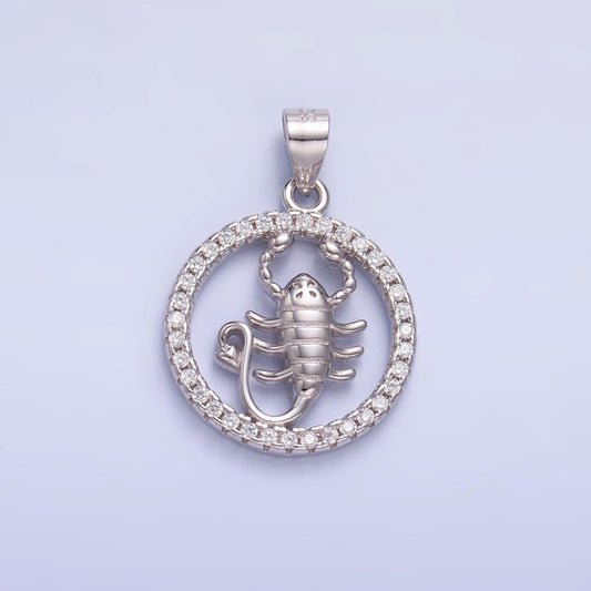 Dainty Cubic Zirconia Melusine Solid 925 Sterling Silver Scorpion Scorpio Zodiac Birthday Gift Charm SL-601