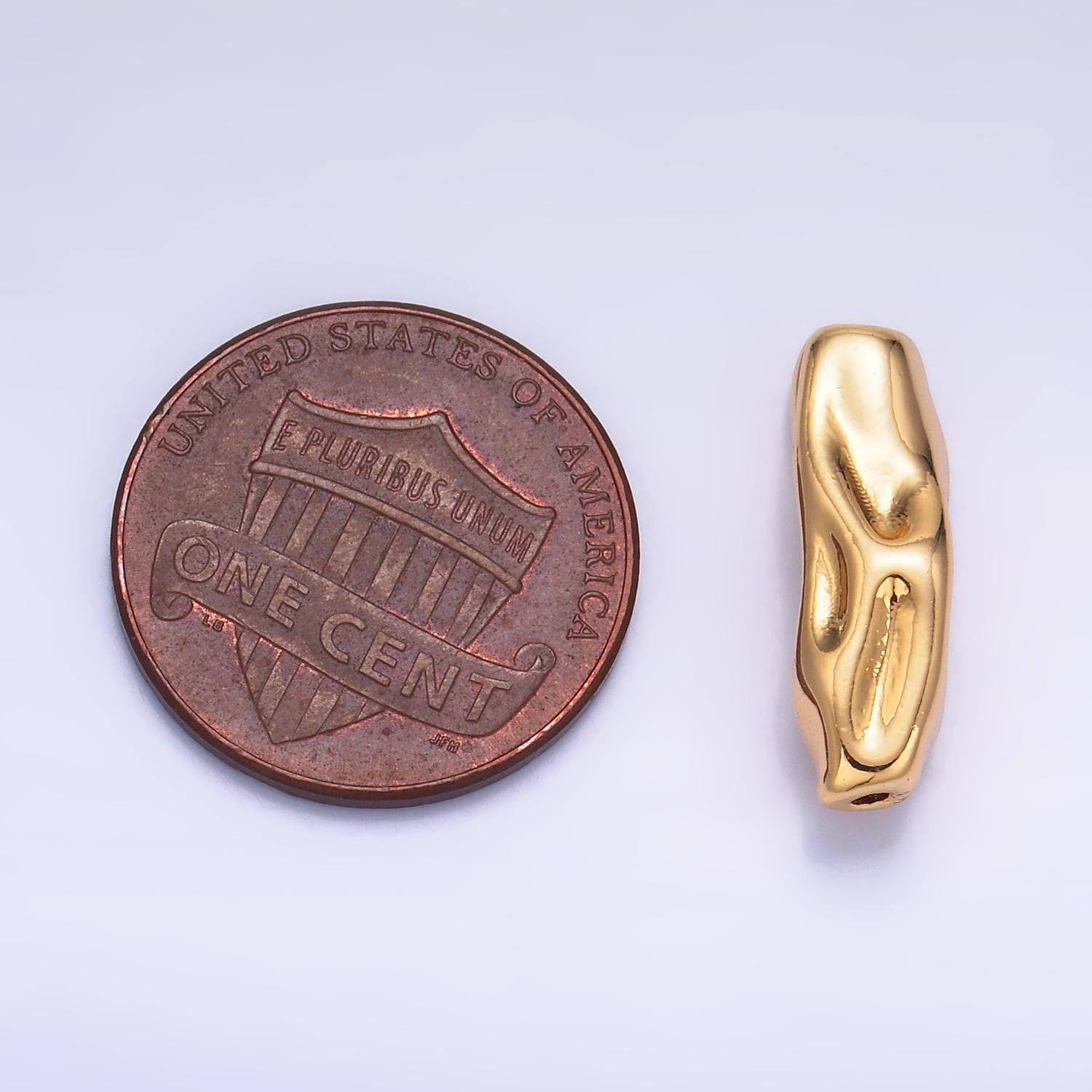 Short Abstract Tube Spacer Beads Hammered Gold Small Hole for Bracelet Component B165