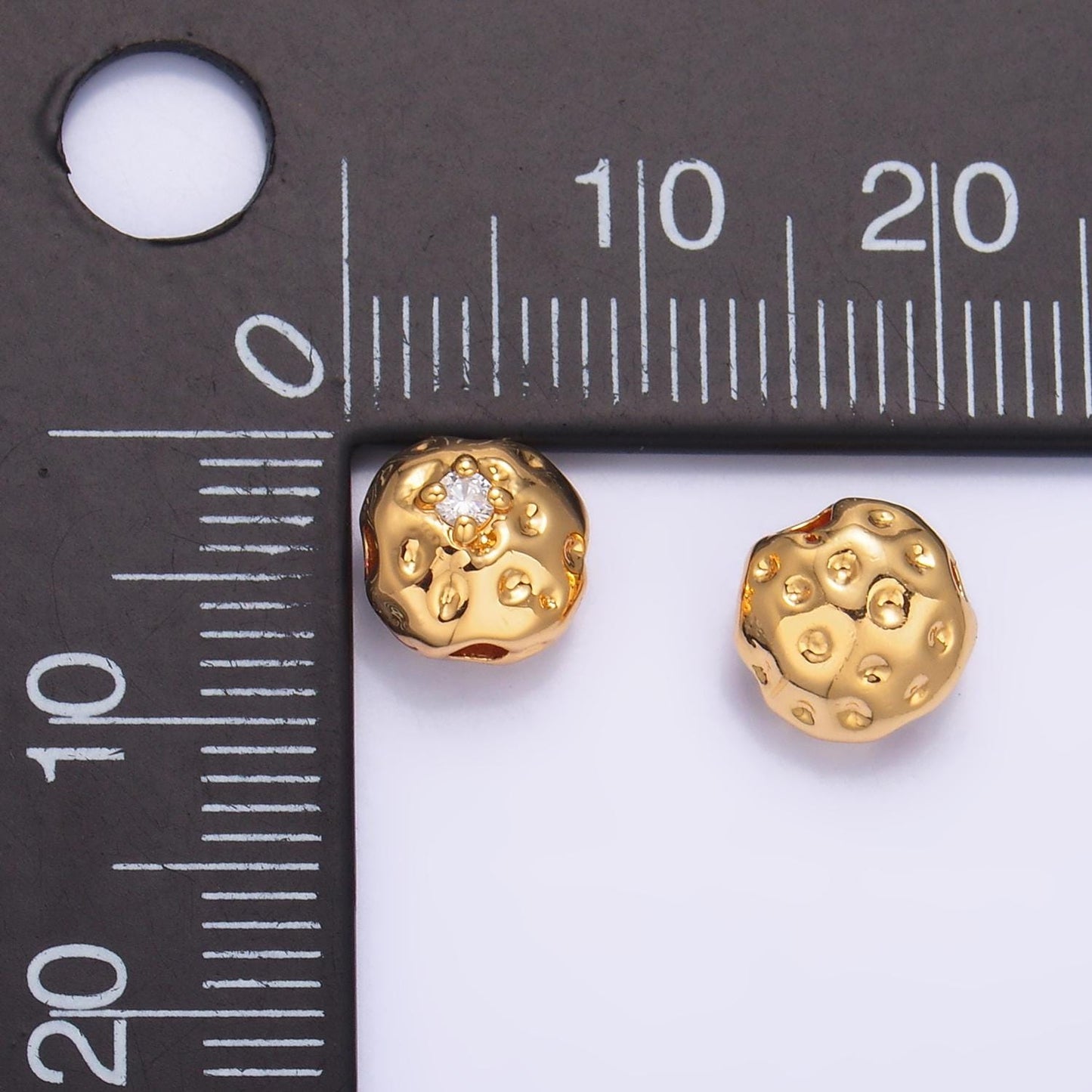 Mini Rustic Round Gold Filled Bead For Necklace Circle Spacer Beads, Gold Abstract Bead Charms, Jewelry Supply Bracelet Component B178