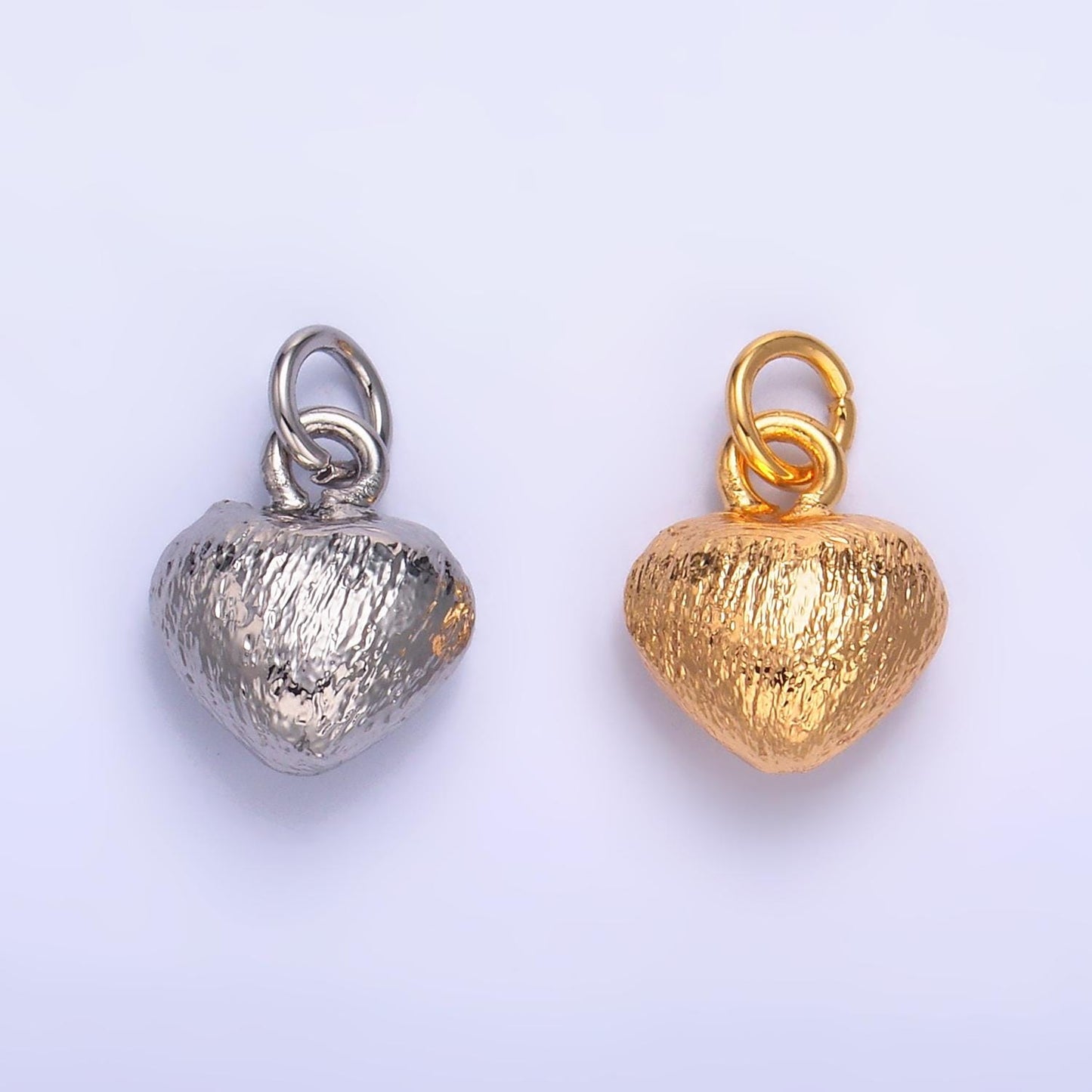 Mini Brushed Metal Gold Love Heart Charm 24K Gold Filled Puffy Heart Charm for Bracelet Necklace Pendant | W265