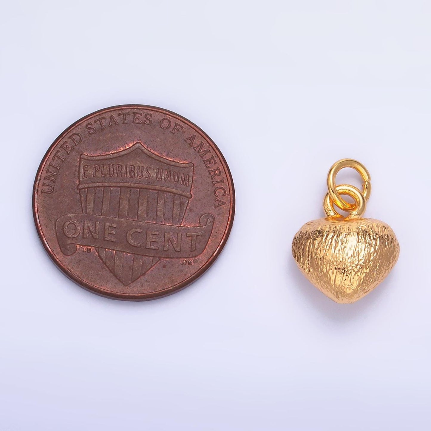 Mini Brushed Metal Gold Love Heart Charm 24K Gold Filled Puffy Heart Charm for Bracelet Necklace Pendant | W265