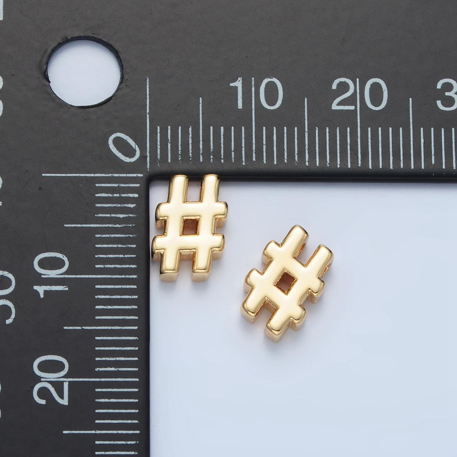 Hashtag Symbol "#" 24K Gold Filled Mini Bead Spacer | B-909
