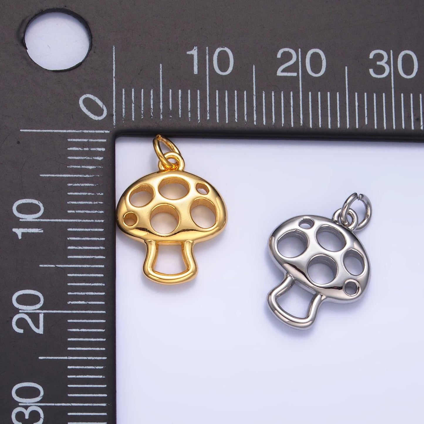 Open Gold Mushroom Pendant, 24k Gold Filled Mushroom Pendant Tiny Mushroom Pendant, Magic Mushroom Charm for Bracelet Necklace Earring W240
