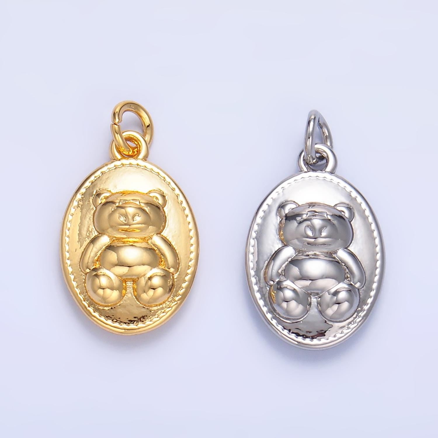 24K Gold Filled Teddy Bear Pendant Kids Stuff Animal Add-On Charm in Gold for Bracelet Necklace Charm Bar Supply | W217