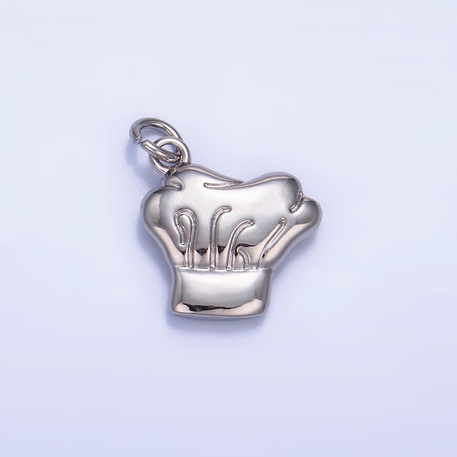 Mini Chef Hat Charm for Charm Bracelet Necklace Earring Component Silver Hat Chef Kitchen Crew Jewelry Gift Idea w238