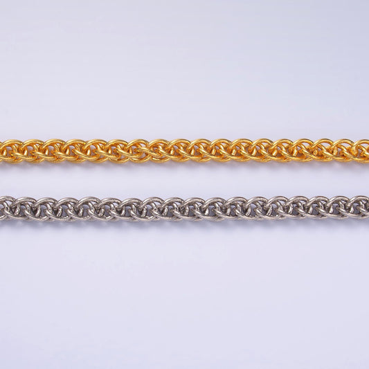 24K Gold Filled 6mm Foxtail Wheat Unfinished Chain by Yard in Gold & Silver | Roll-1544 Roll-1545