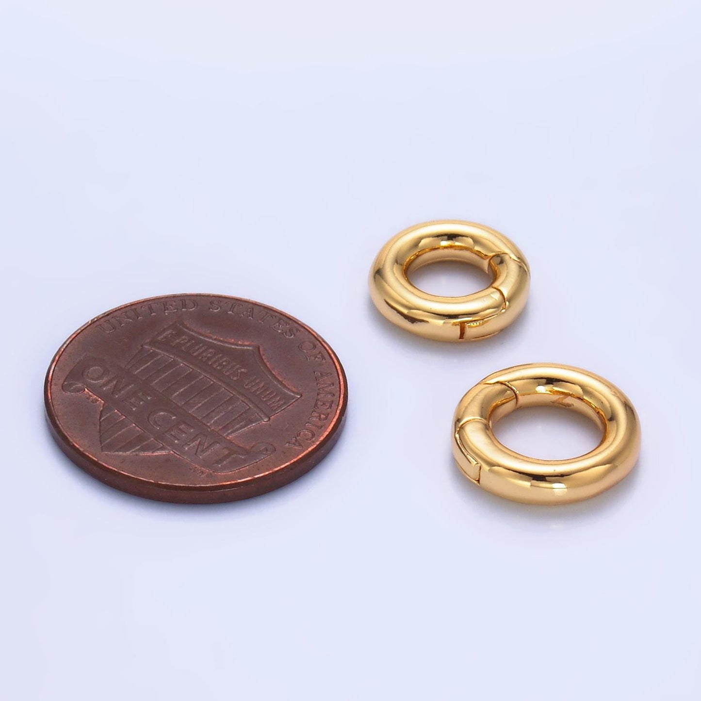 Dainty Gold Spring Gate Ring, Push Gate ring 10, 12mm Round Circle Ring Charm Holder Gold Clasp for Jewelry Clasp Z-A1041
