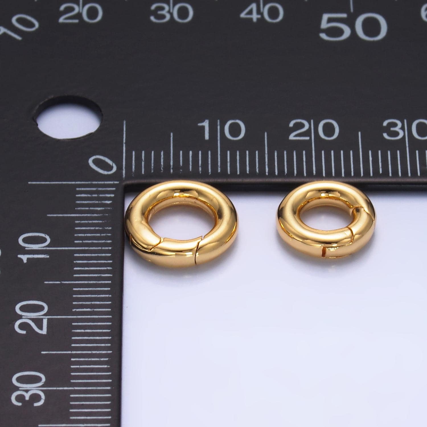 Dainty Gold Spring Gate Ring, Push Gate ring 10, 12mm Round Circle Ring Charm Holder Gold Clasp for Jewelry Clasp Z-A1041