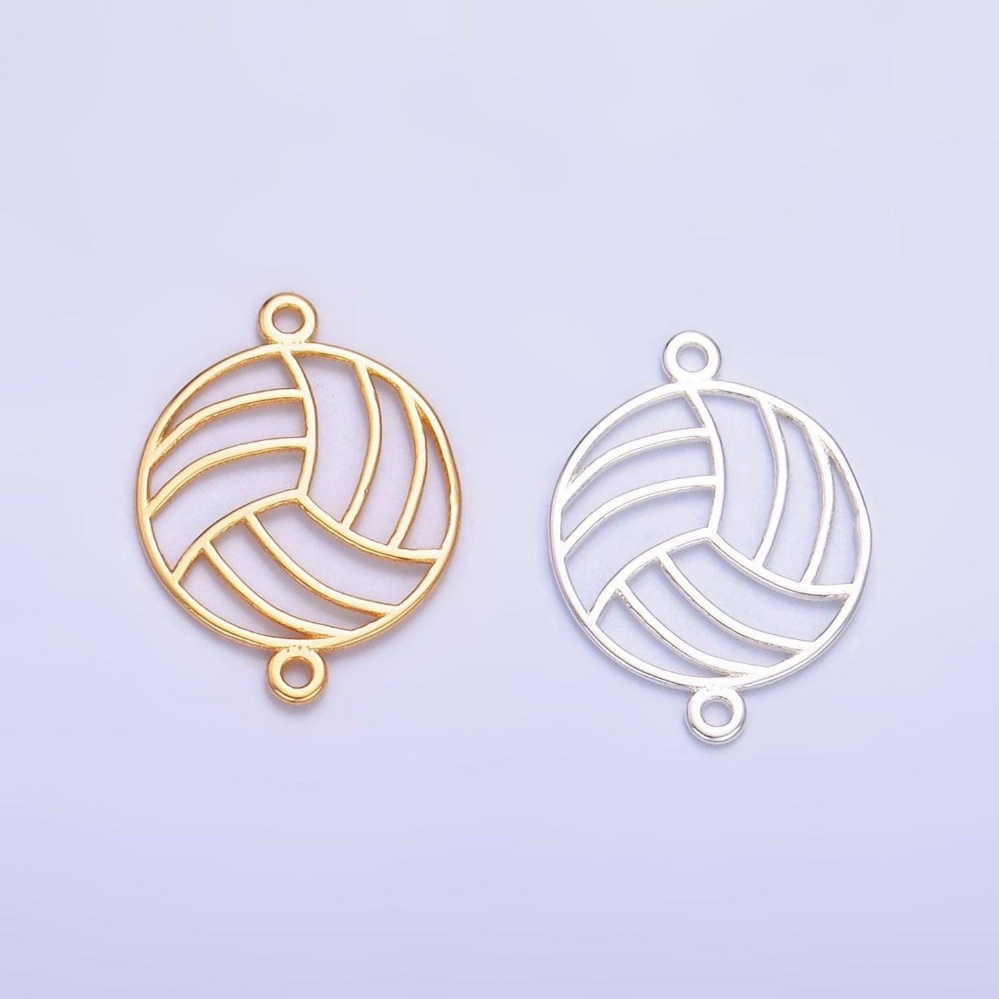 Mini S925 Sterling Silver Volley Ball Charm Connector Minimalist Gold Vermeil Sport Ball Link Connector | SL-585