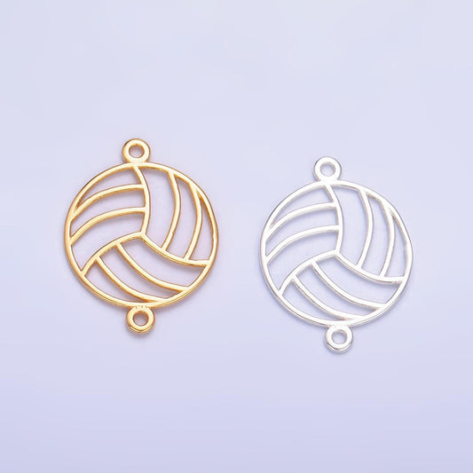 Mini S925 Sterling Silver Volley Ball Charm Connector Minimalist Gold Vermeil Sport Ball Link Connector | SL-585