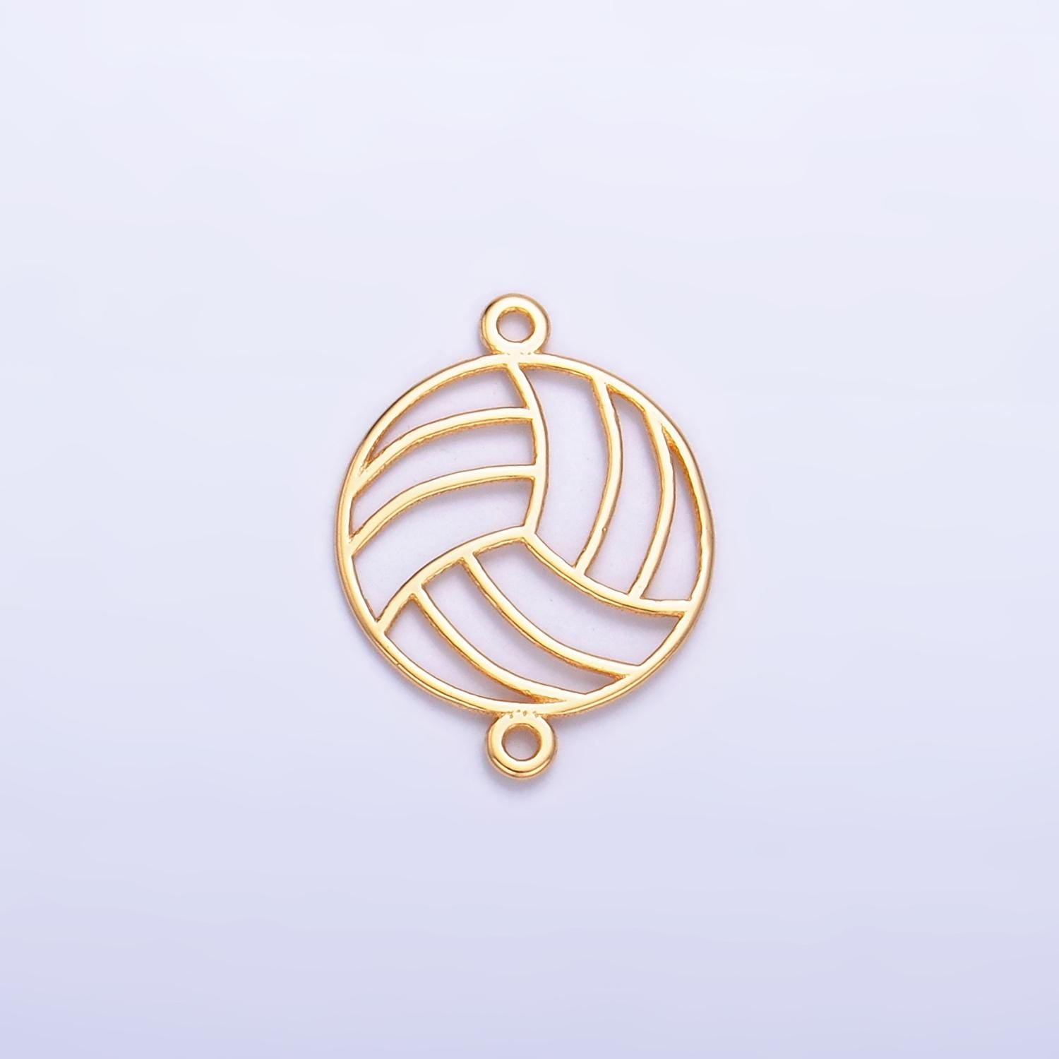 Mini S925 Sterling Silver Volley Ball Charm Connector Minimalist Gold Vermeil Sport Ball Link Connector | SL-585