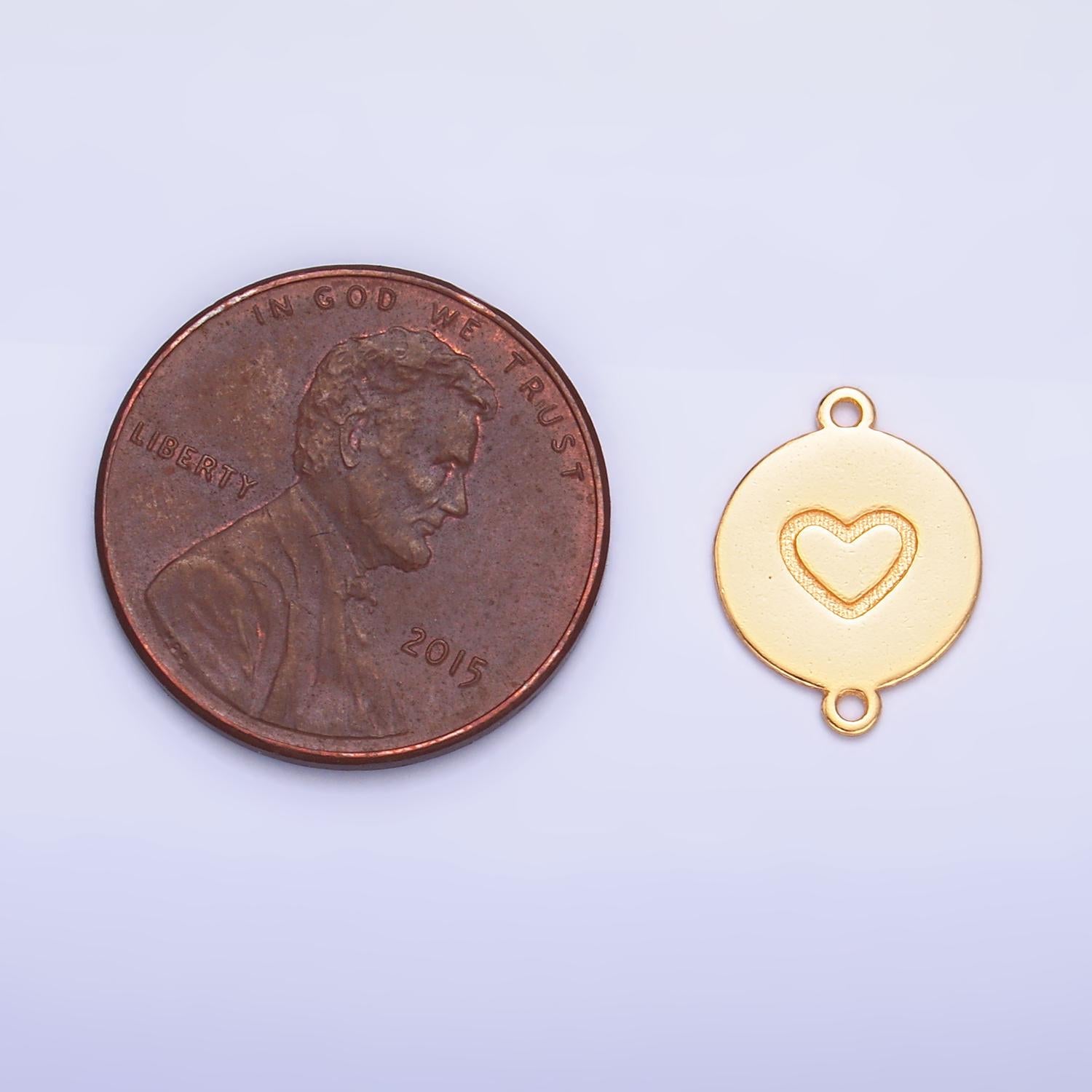 Sterling Silver S925 Mini Heart Charm Connector Gold Vermeil Dainty Round Stamped Heart Link Connector for bracelet component | SL-586