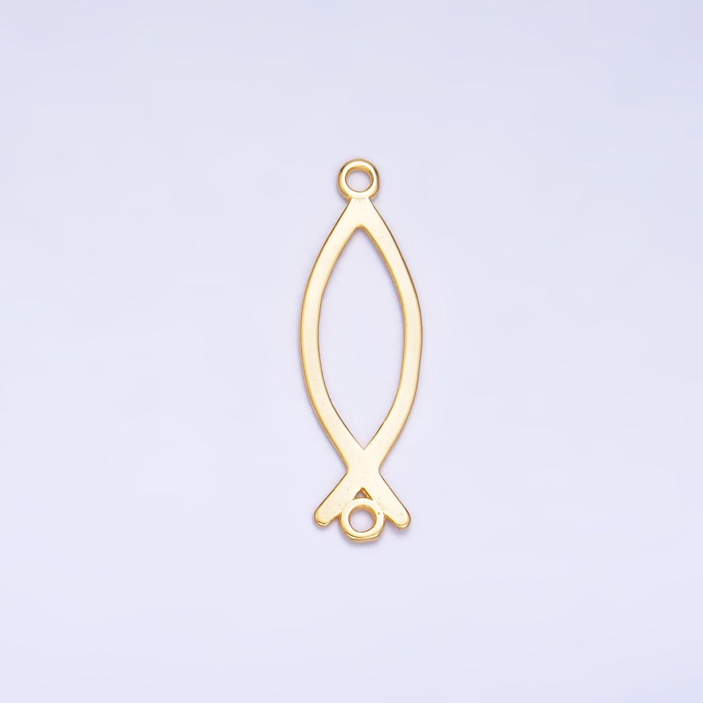 Dainty Ichthus Christian Fish Charm s925 Sterling Silver Fish Charm Connector Gold Vermeil Link Connector for Religious Faith Bracelet SL587