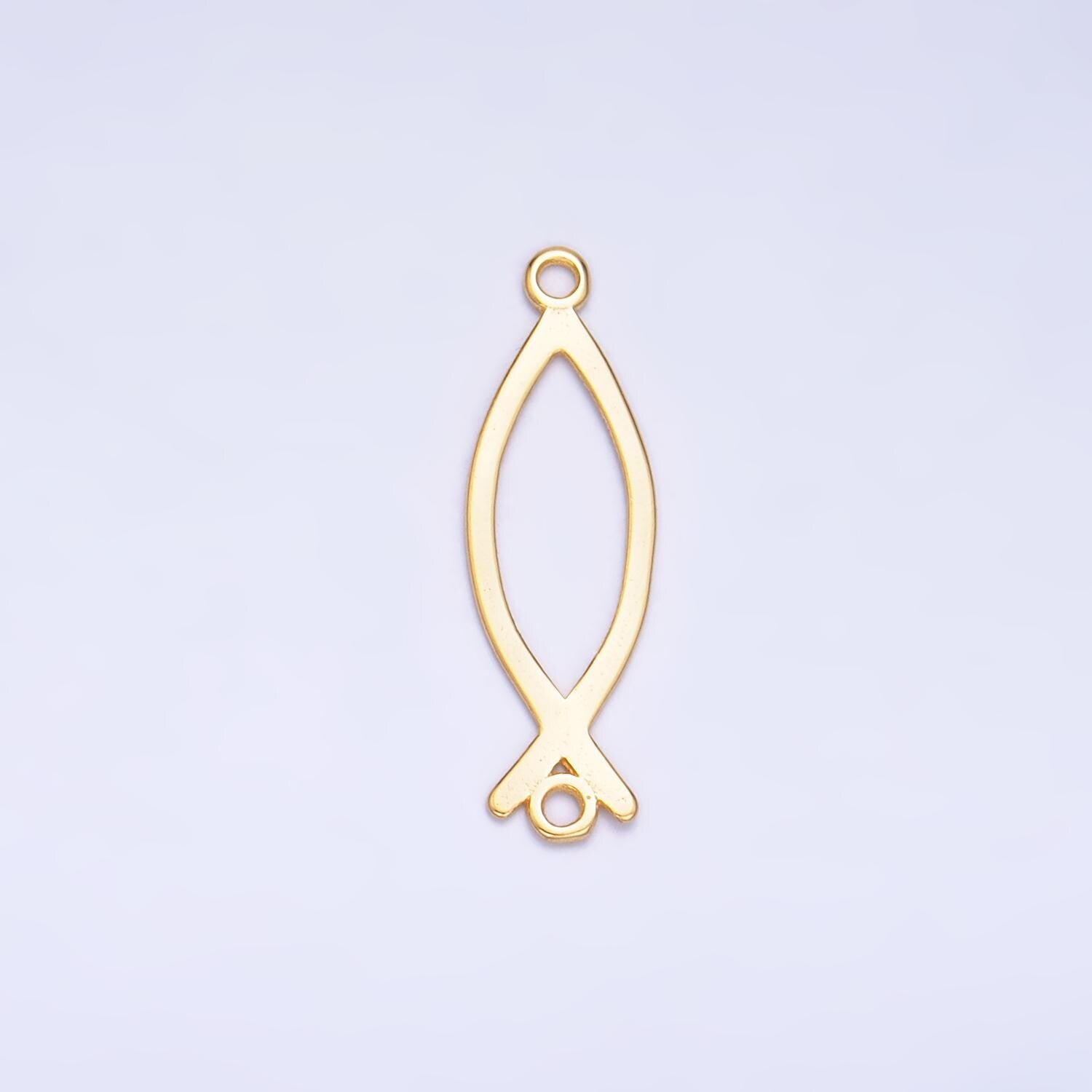 Dainty Ichthus Christian Fish Charm s925 Sterling Silver Fish Charm Connector Gold Vermeil Link Connector for Religious Faith Bracelet SL587