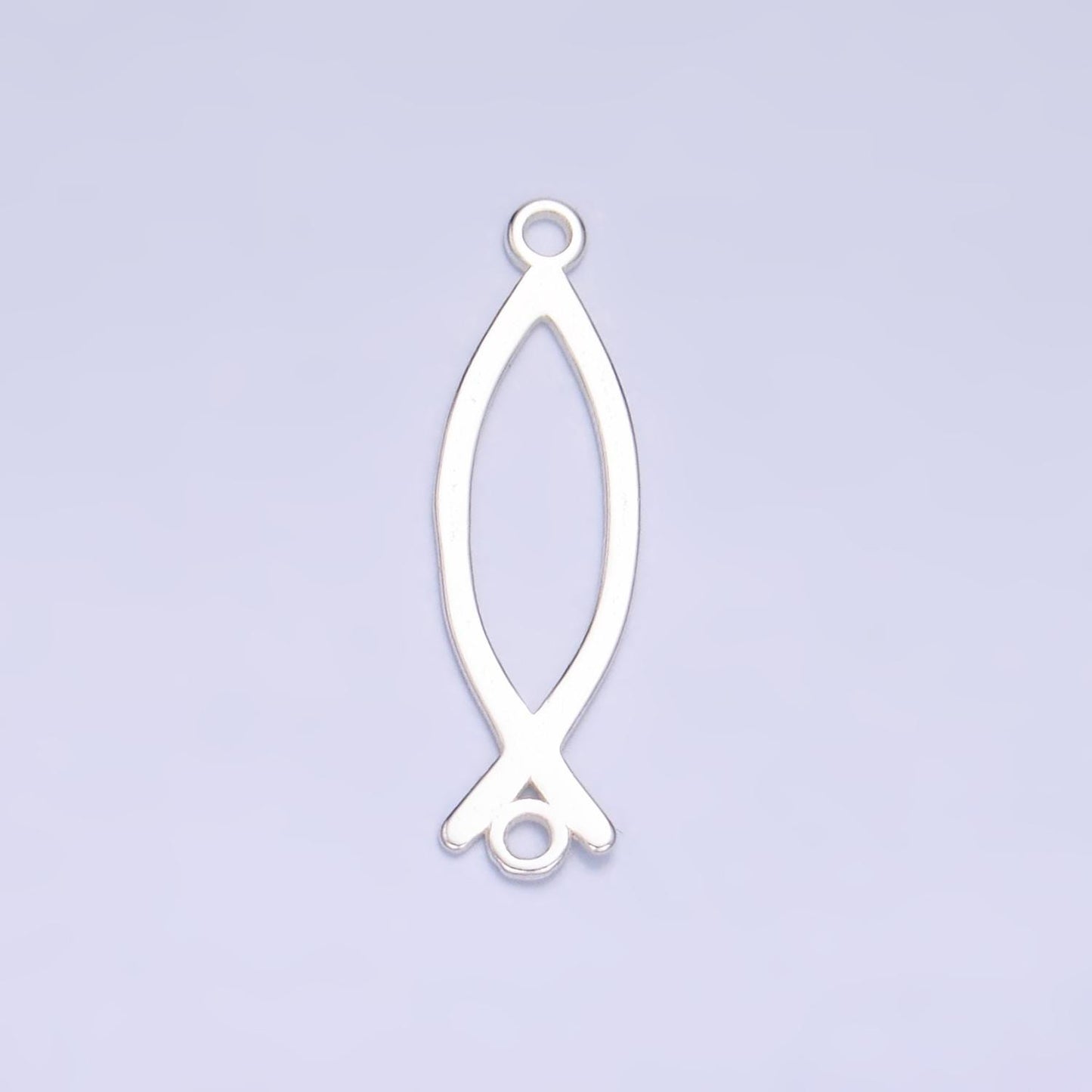 Dainty Ichthus Christian Fish Charm s925 Sterling Silver Fish Charm Connector Gold Vermeil Link Connector for Religious Faith Bracelet SL587