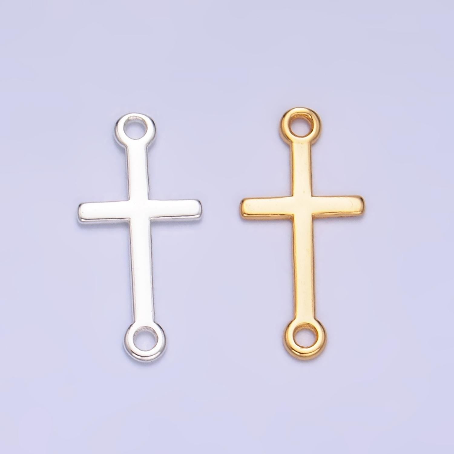 Dainty Sideway Cross Charm s925 Sterling Silver Cross Charm Connector Gold Vermeil Link Connector for Religious Faith Bracelet SL589