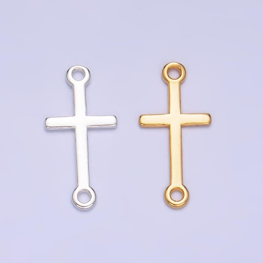 Dainty Sideway Cross Charm s925 Sterling Silver Cross Charm Connector Gold Vermeil Link Connector for Religious Faith Bracelet SL589