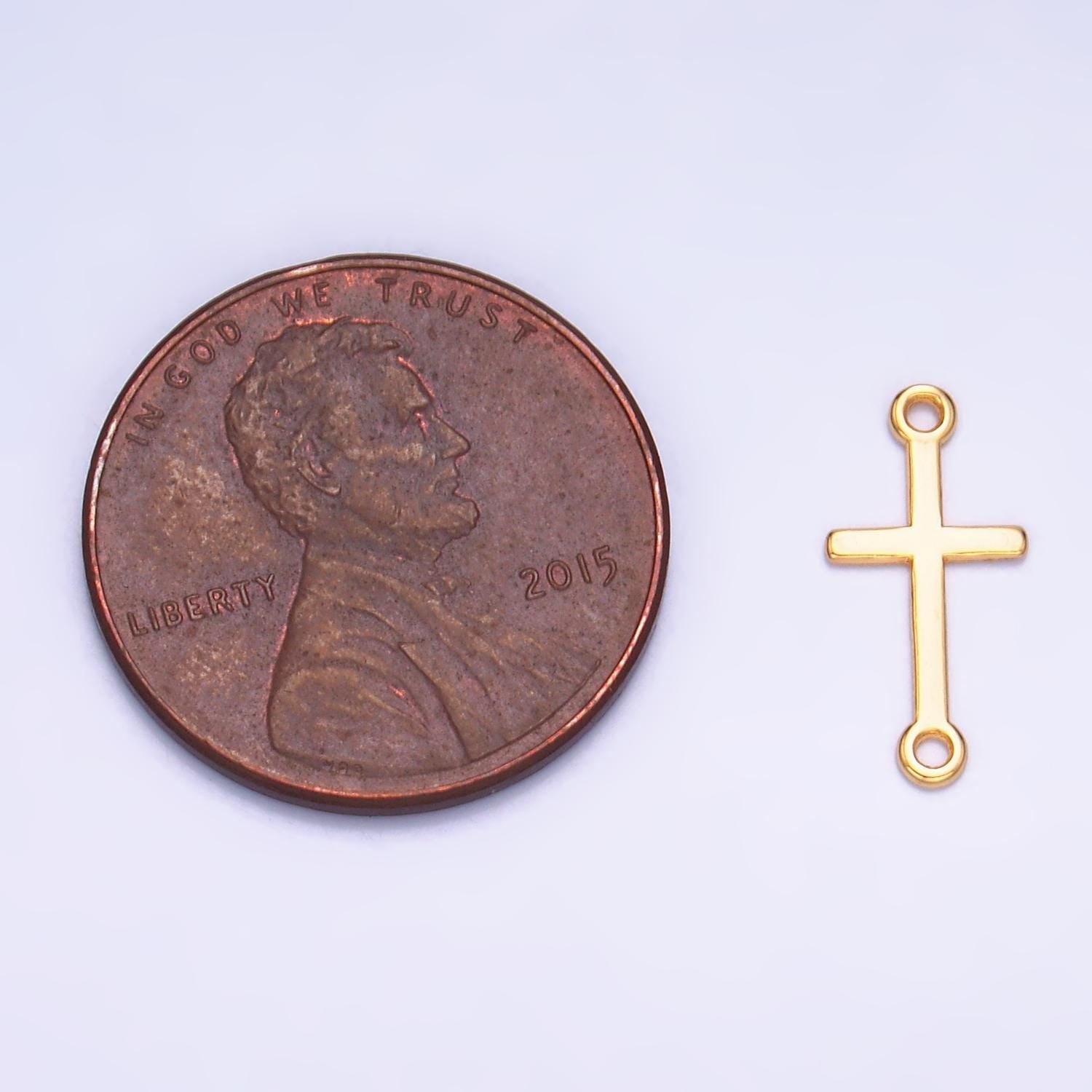 Dainty Sideway Cross Charm s925 Sterling Silver Cross Charm Connector Gold Vermeil Link Connector for Religious Faith Bracelet SL589