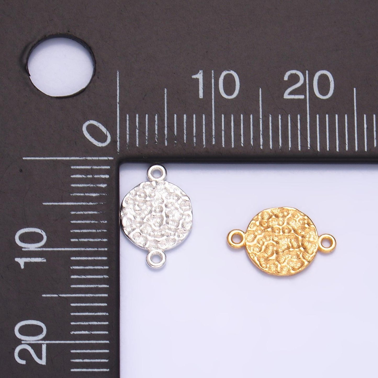 Sterling Silver S925 Mini Moon Charm Connector Gold Vermeil Dainty Round Rustic Moon Link Connector for bracelet | SL-565