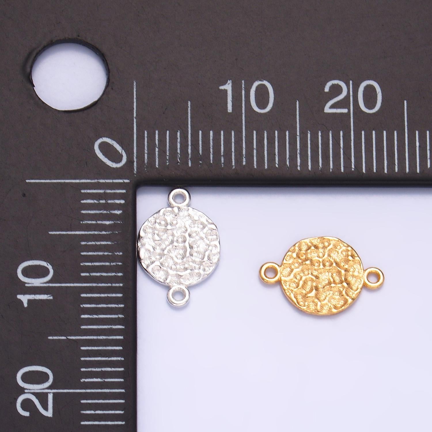 Sterling Silver S925 Mini Moon Charm Connector Gold Vermeil Dainty Round Rustic Moon Link Connector for bracelet | SL-565