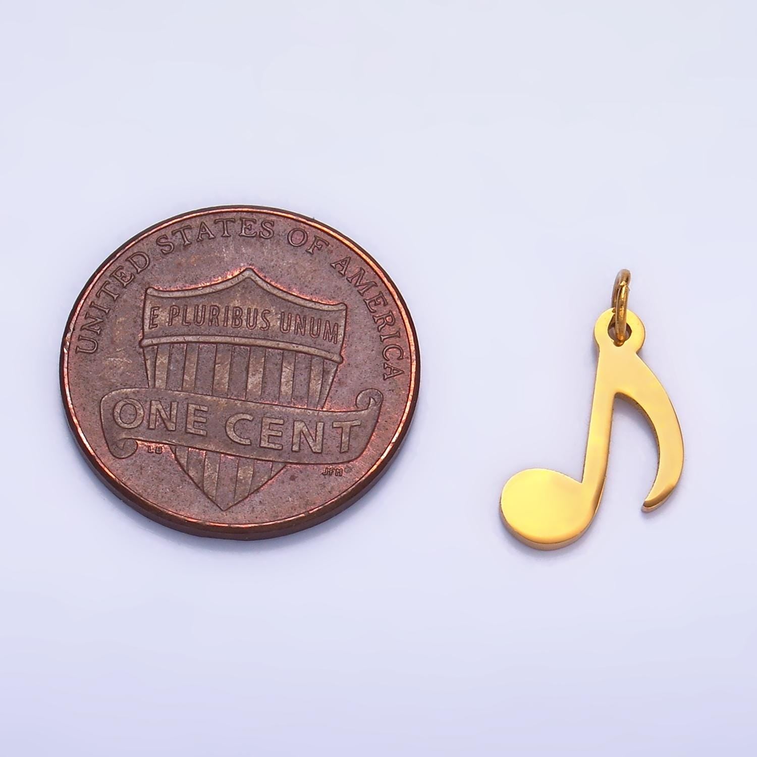 Gold Stainless Steel Dainty Music Note Pendant, Musical Note Charm Music Lovers Gift Jewelry Making Supply Necklace Bracelet P1364