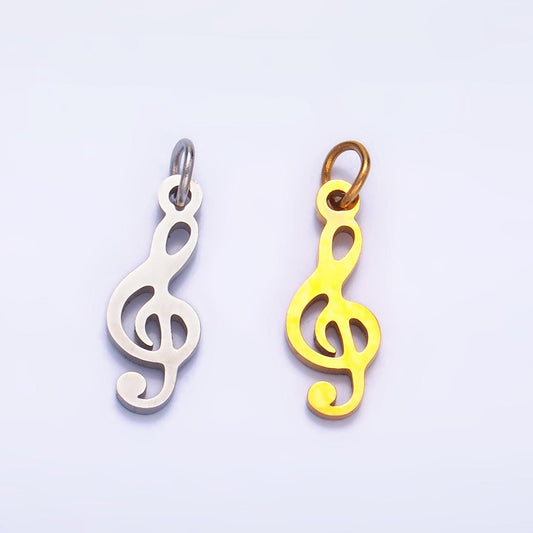 Gold Stainless Steel Dainty Music G Clef Pendant, Musical Note Charm Music Lovers Gift Jewelry Making Supply Necklace Bracelet P1272