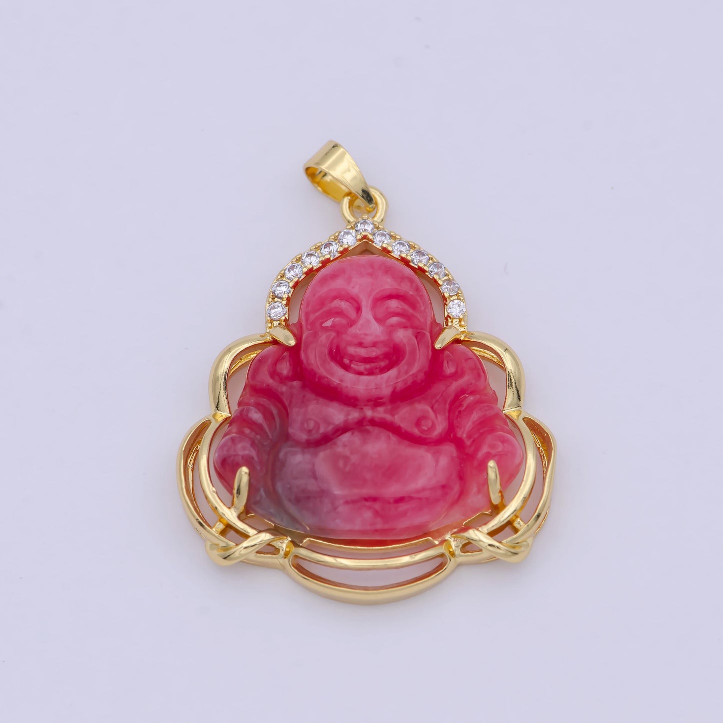 Red jade buddha charm, gold buddha pendant necklace for religious jewelry making statement jewelry, ah-211