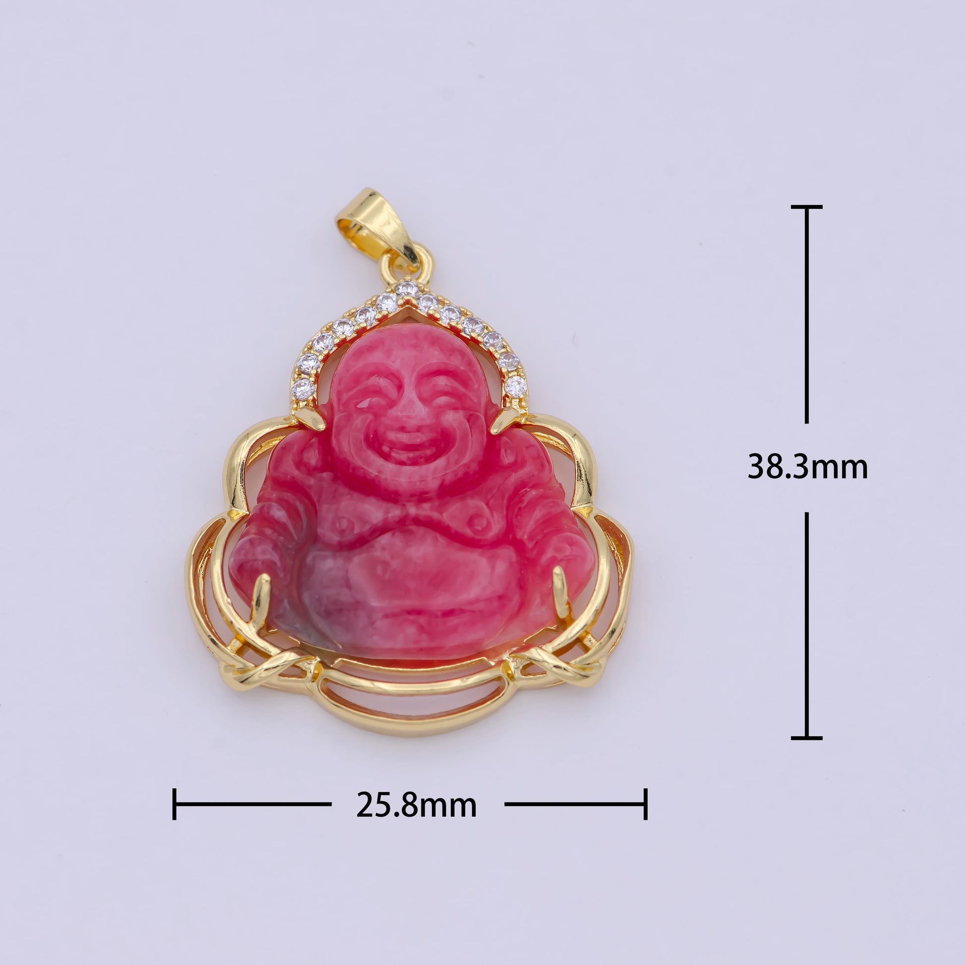 Red jade buddha charm, gold buddha pendant necklace for religious jewelry making statement jewelry, ah-211
