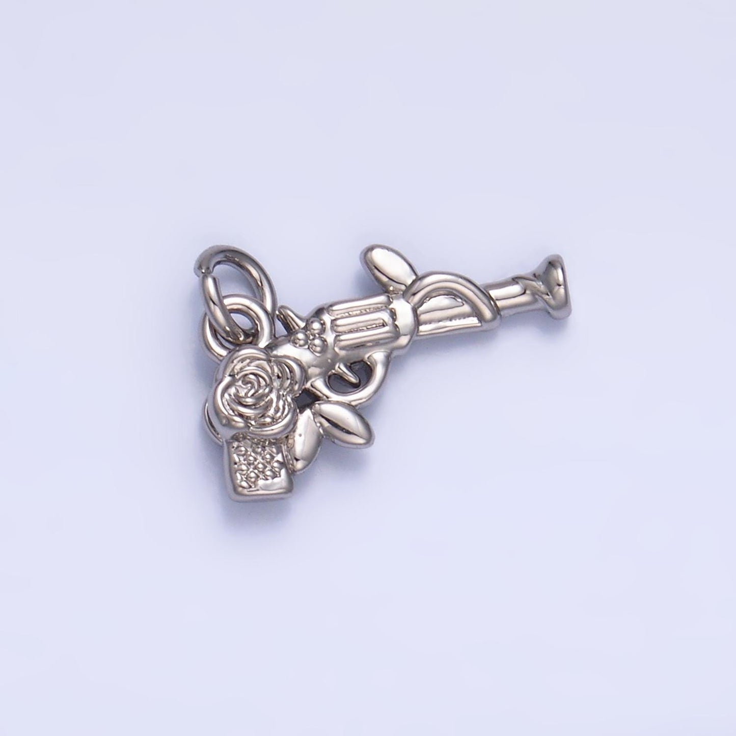 Gold Pistol Charms 24K Gold Filled Gun and Rose Charm Pendant Gun Charm Bracelet Necklace for DIY Jewelry Making Supply W345