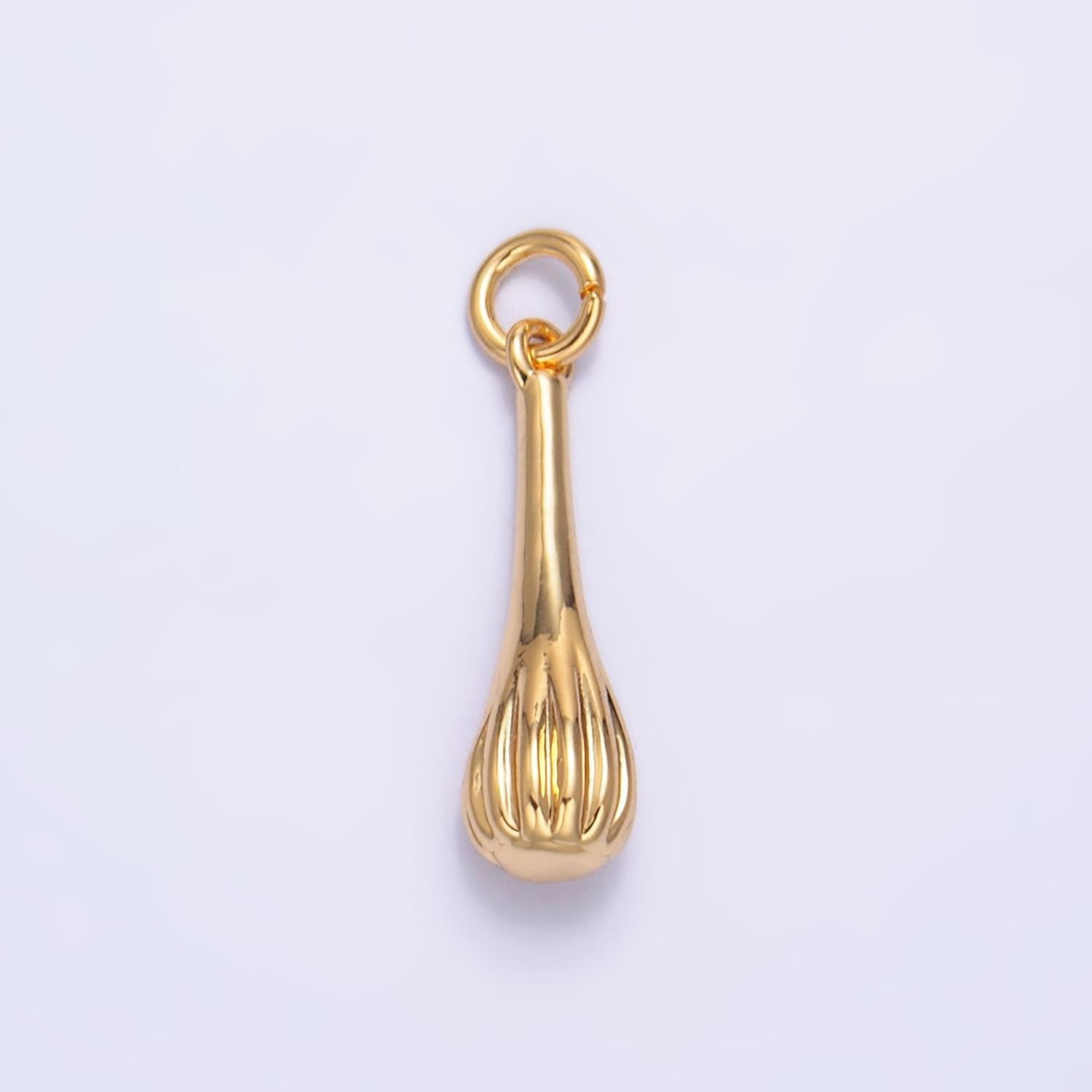 Dainty Gold Baker's Whisk Charm, Kitchen Utensil Charm, Chef Charm, Culinary Charm, Bracelet Necklace Charm, Baking Gift W346